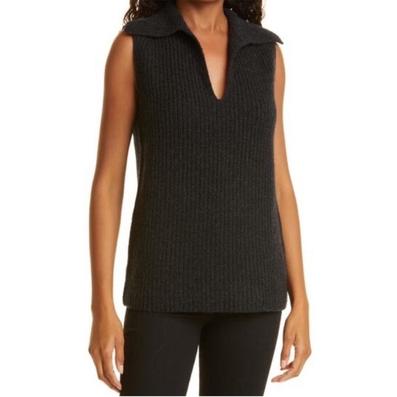 Vince | Cashmere Wool V-Neck Collared Sweater Vest - Picture 1 of 11